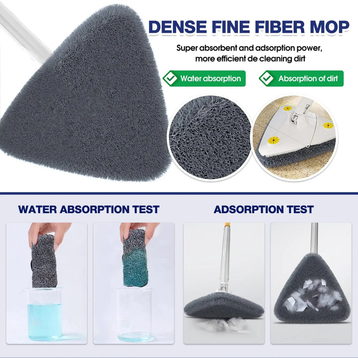 Rotatable Telescopic Triangle Mop 360° Spin Cleaning Mop Squeeze Wet And Dry Use Water Absorption For Home Floor Ceiling