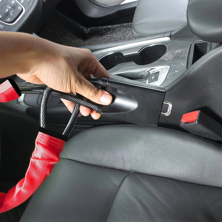 Car Steering Wheel Steel Lock Seat Belt Anti-theft Lock With 2 Keys Anti-theft Device Easy Installation Fits Most Cars SUV