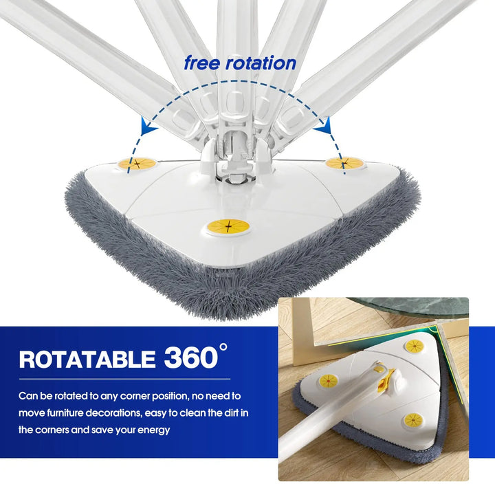Rotatable Telescopic Triangle Mop 360° Spin Cleaning Mop Squeeze Wet And Dry Use Water Absorption For Home Floor Ceiling